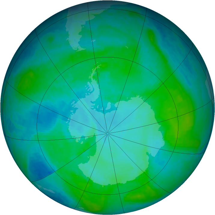 Antarctic ozone map for 17 January 2004